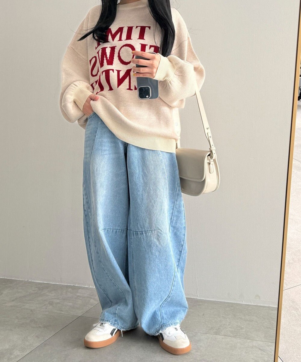 WEGO カーブラインバレルレッグデニムパンツ 