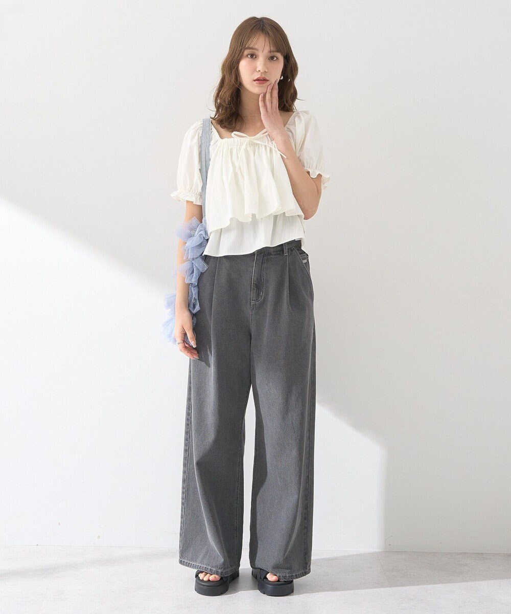 earth music&ecology ワンポイントロゴ刺繍デニムパンツ 