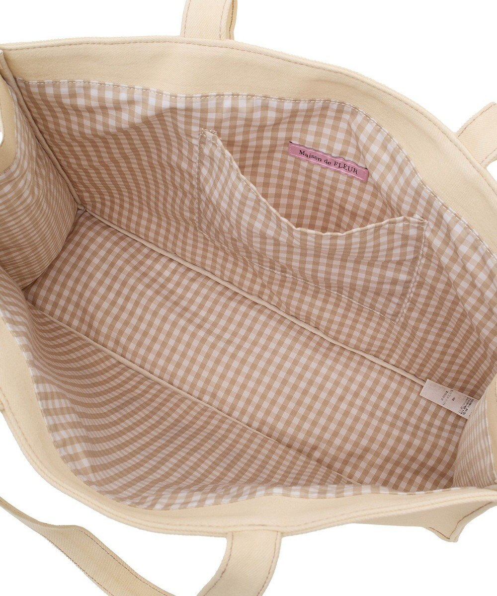 Maison de FLEUR デニムブランドロゴ刺繍トートバッグ 