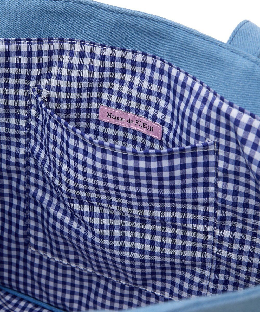 Maison de FLEUR デニムブランドロゴ刺繍トートバッグ 