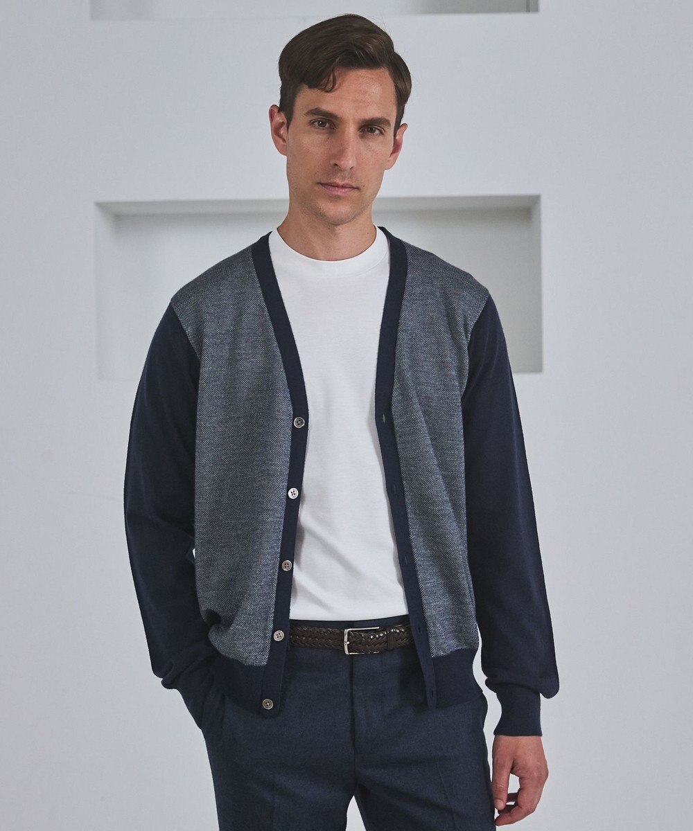 GOTAIRIKU 体温調整に【洗える/チクチクしにくい/ピリングしにくい】イタリア糸 ハイゲージ カーディガン_WOOL100% 