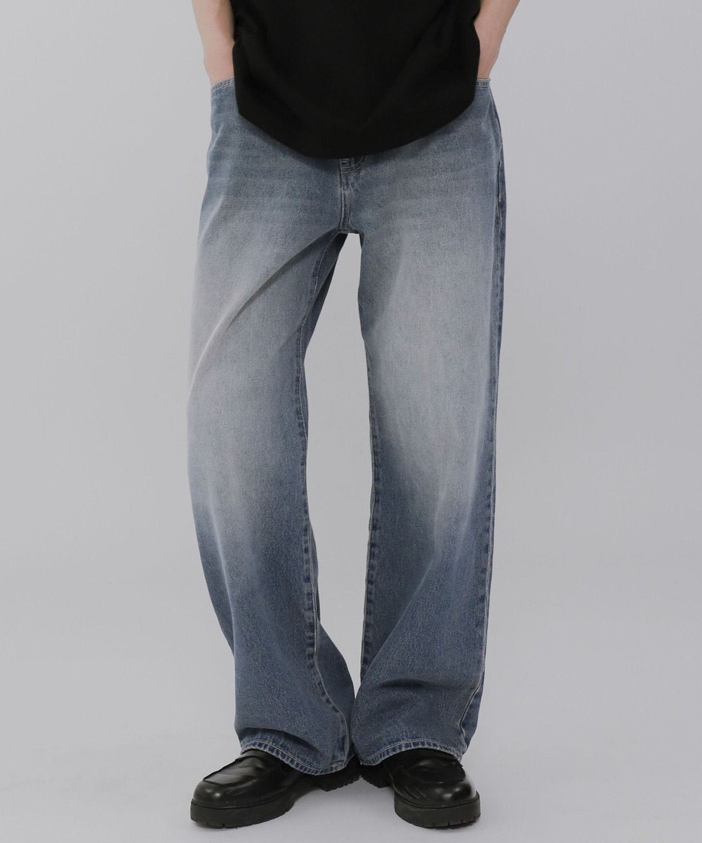 WEGO 【ウエスト調整可】ストレートデニムパンツ 