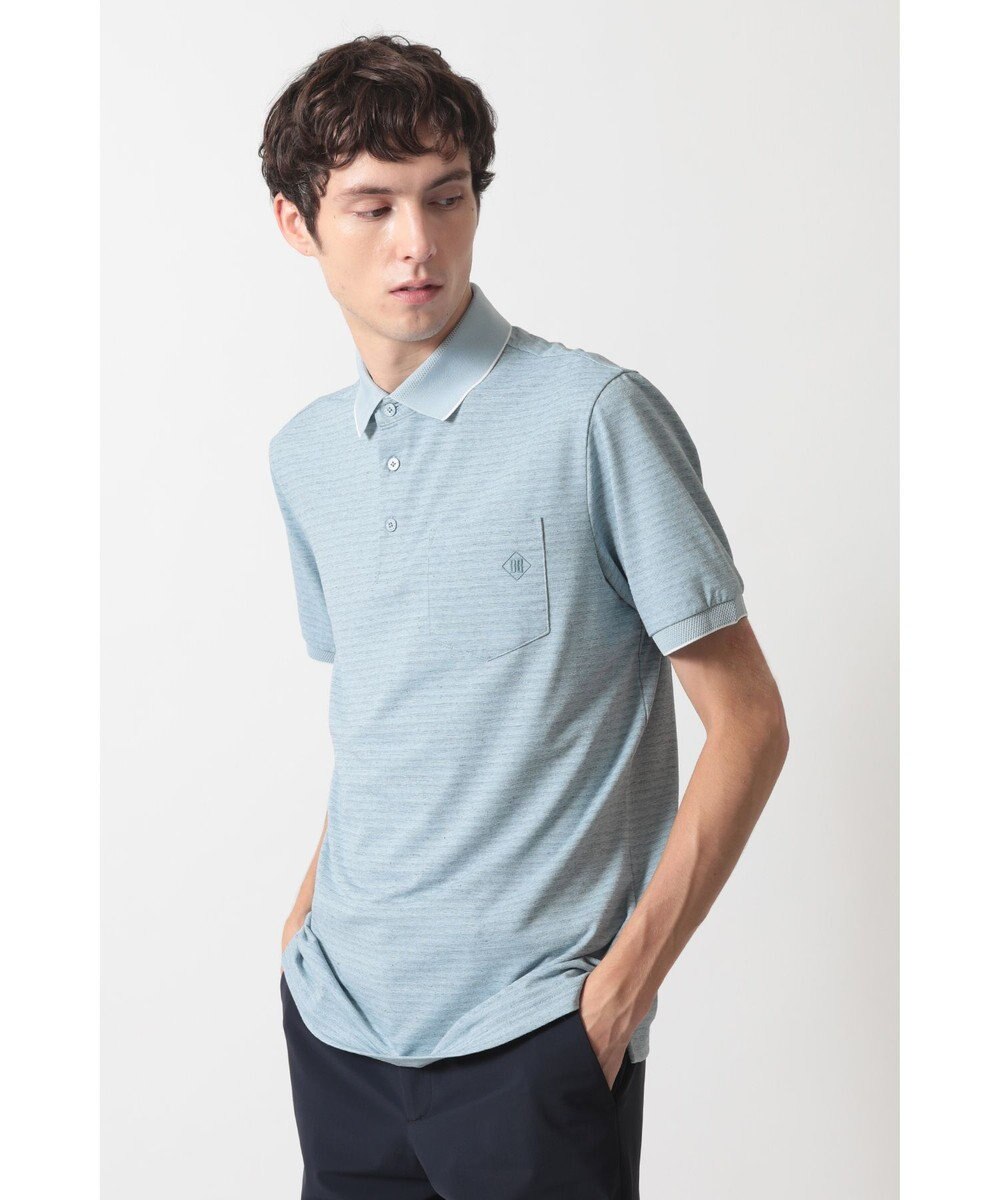 DAKS DAKS GOLF ボーダー冷感リネンミックス 半袖ポロシャツ 