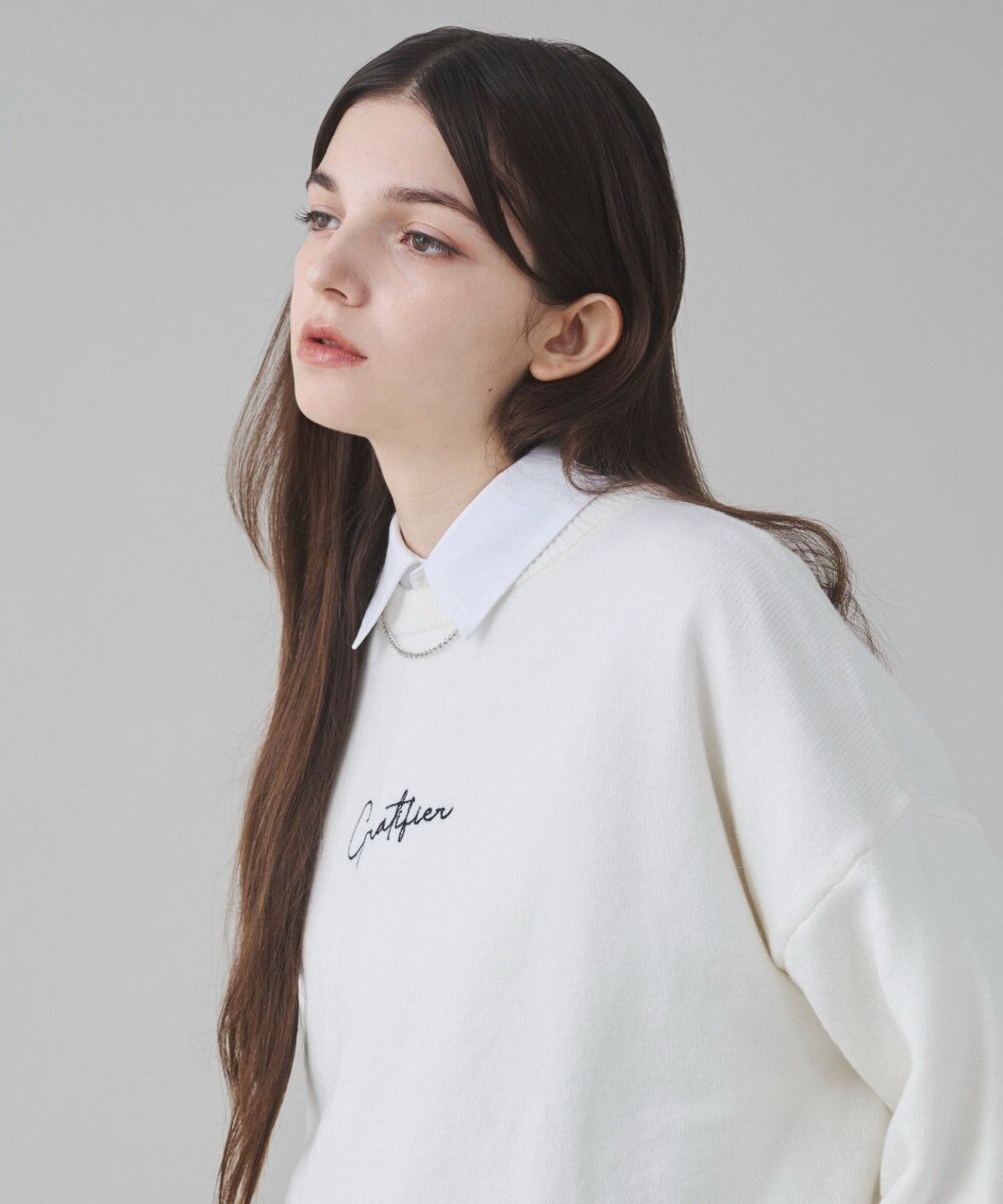 WEGO 【ユニセックス着用ITEM/SMLサイズ展開】アクセ付きワンポイントニットプルオーバー 