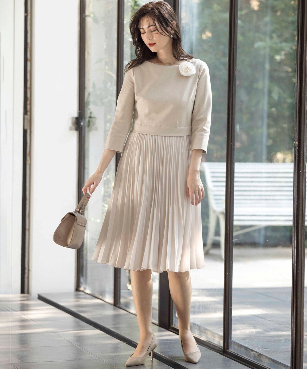 組曲 L 【KUMIKYOKU NAVY】ジャージーコンビプリーツ ワンピース 