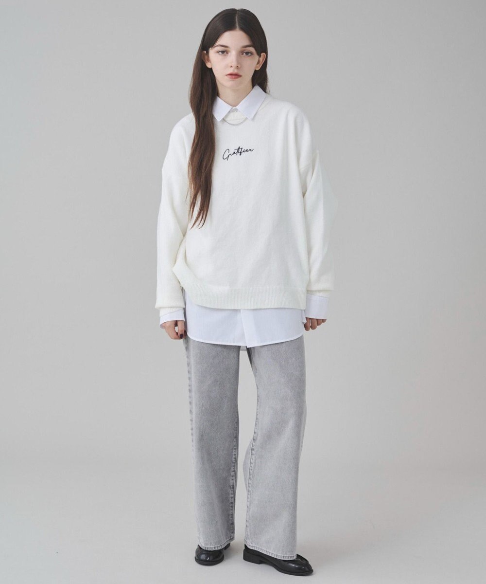 WEGO 【ユニセックス着用ITEM/SMLサイズ展開】アクセ付きワンポイントニットプルオーバー 