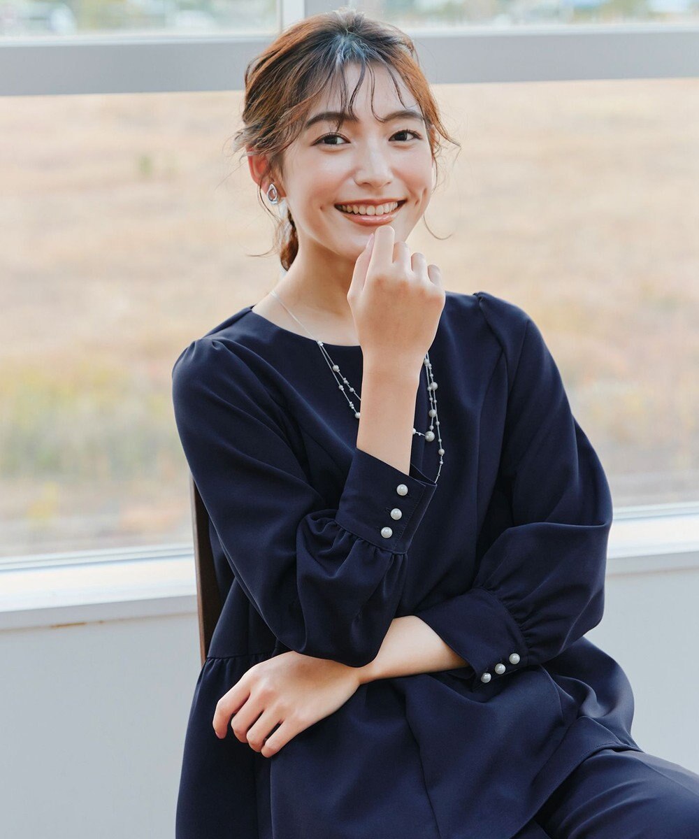 Tiaclasse 【ダブルクロス】パフスリーブペプラムチュニックブラウス 