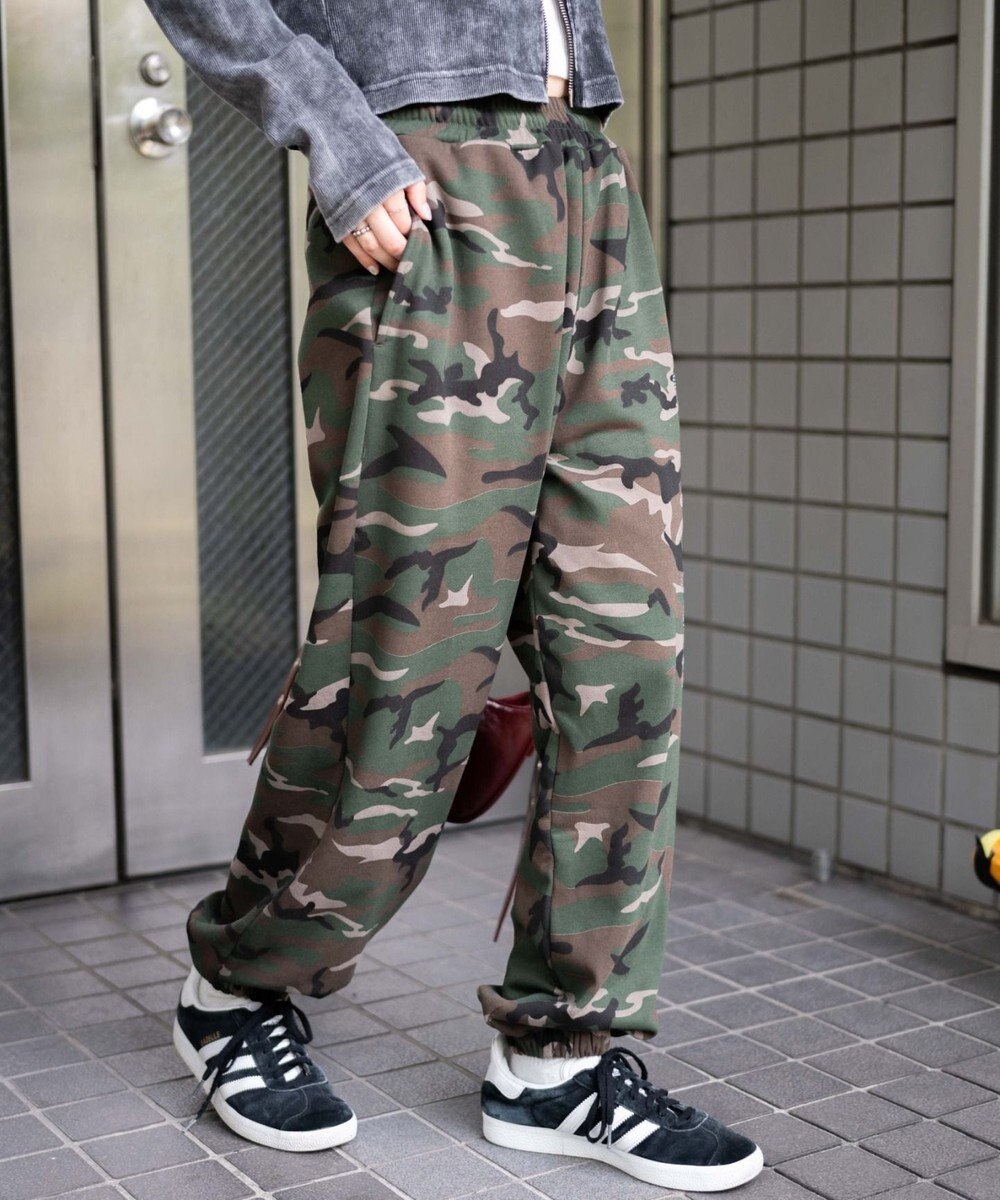 WEGO 【ウエストゴム】ラインストーンロゴスウェットパンツ 