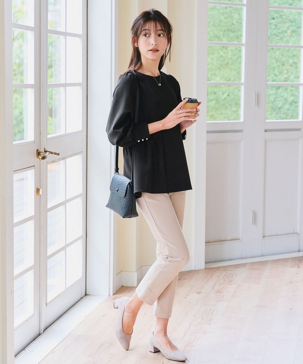 Tiaclasse 【ダブルクロス】パフスリーブペプラムチュニックブラウス 