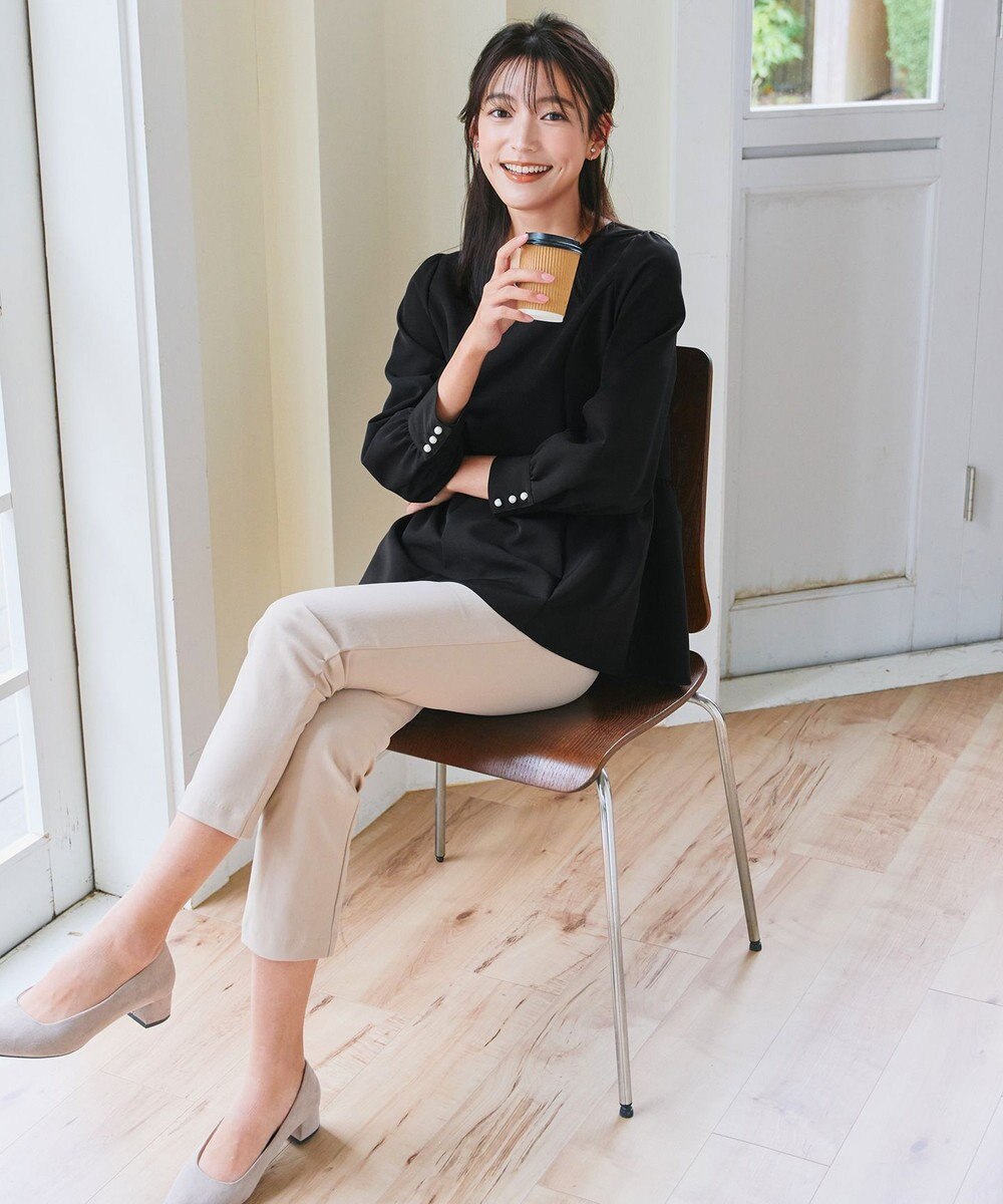 Tiaclasse 【ダブルクロス】パフスリーブペプラムチュニックブラウス 