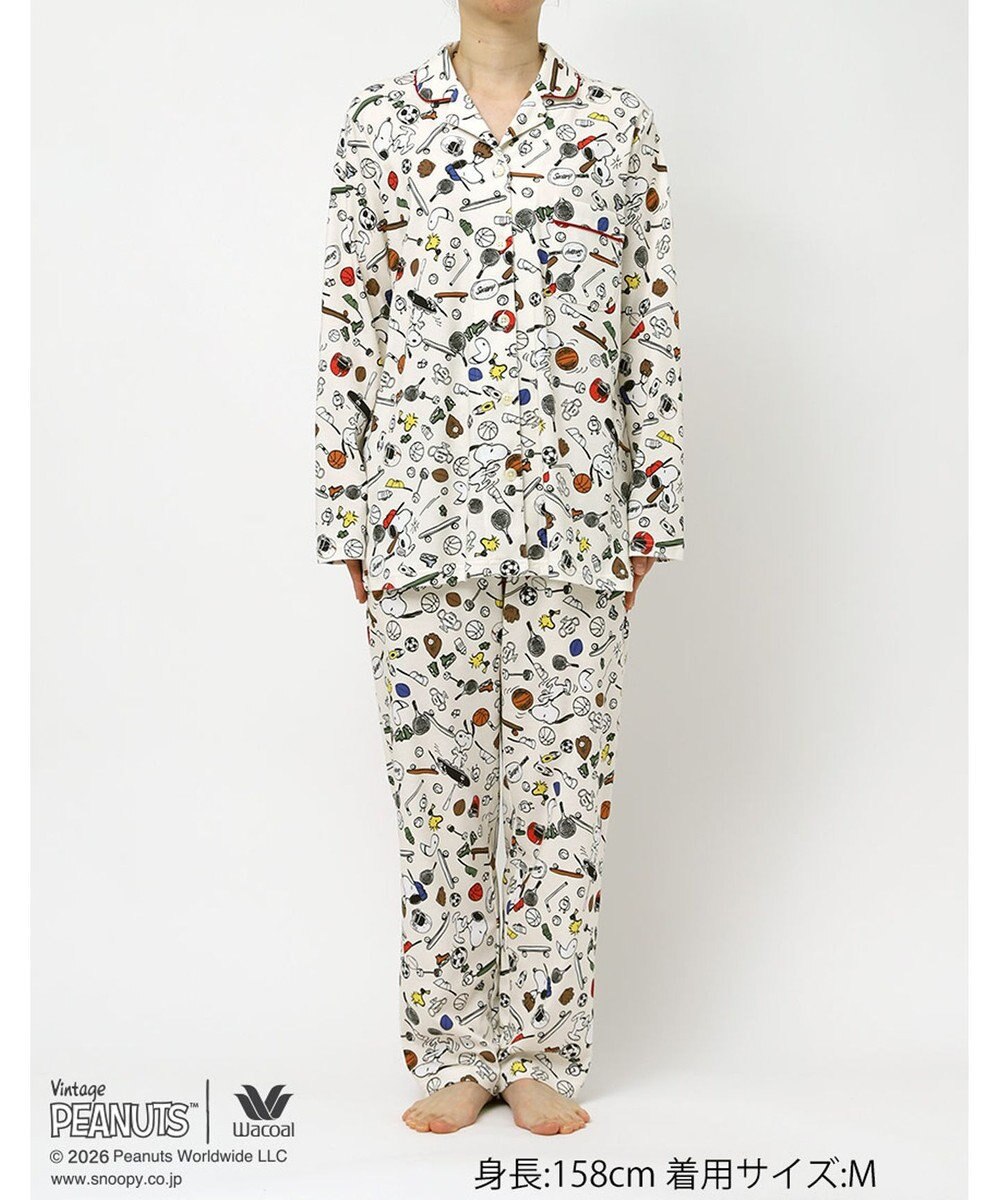 WACOAL PEANUTS パジャマ 長袖 長ズボン 綿100%(本体) スヌーピー レディース FDX562 /ワコール 