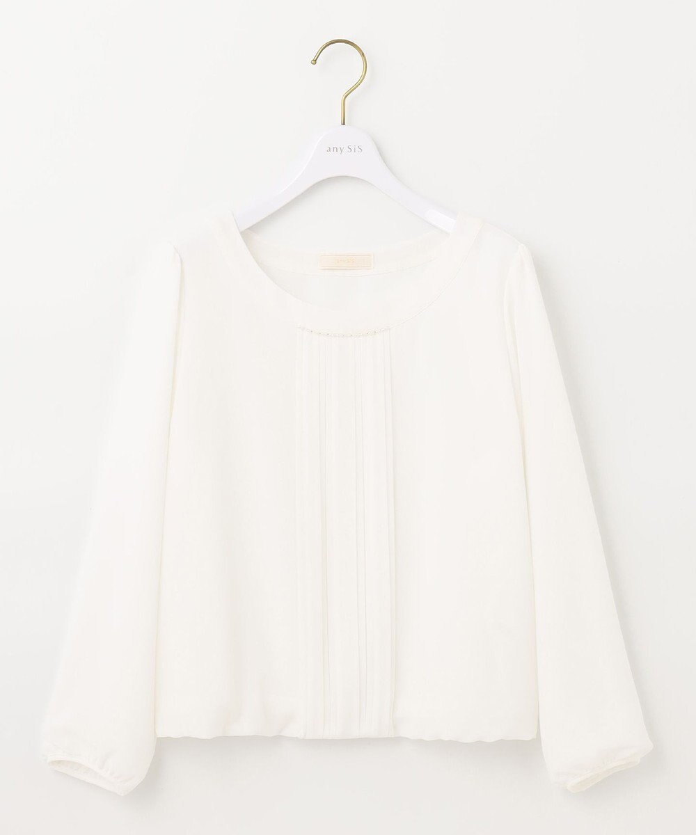 ANY SIS 【洗える】フロントプリーツシフォンブラウス 