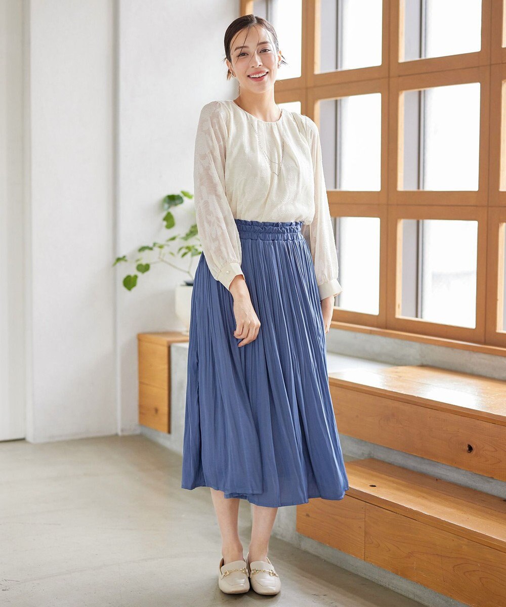 Tiaclasse 【洗える】フラワージャガードブラウス 