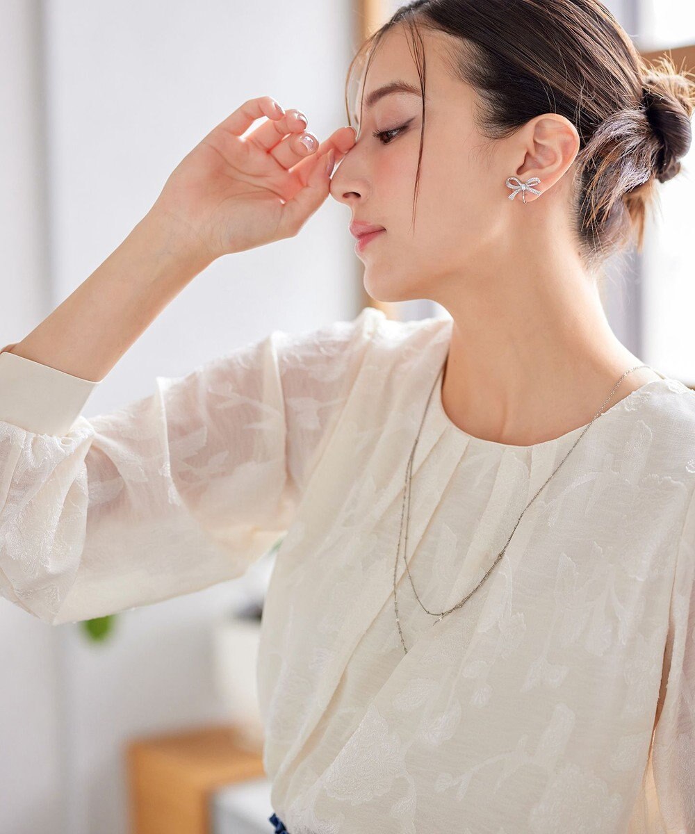 Tiaclasse 【洗える】フラワージャガードブラウス 