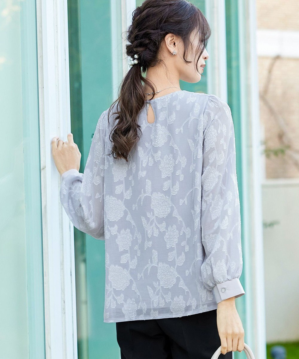 Tiaclasse 【洗える】フラワージャガードブラウス 