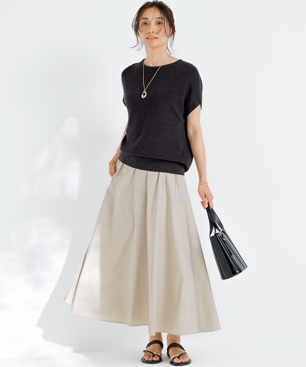 23区 【接触冷感/撥水加工】ストレッチブロード ギャザースカート 