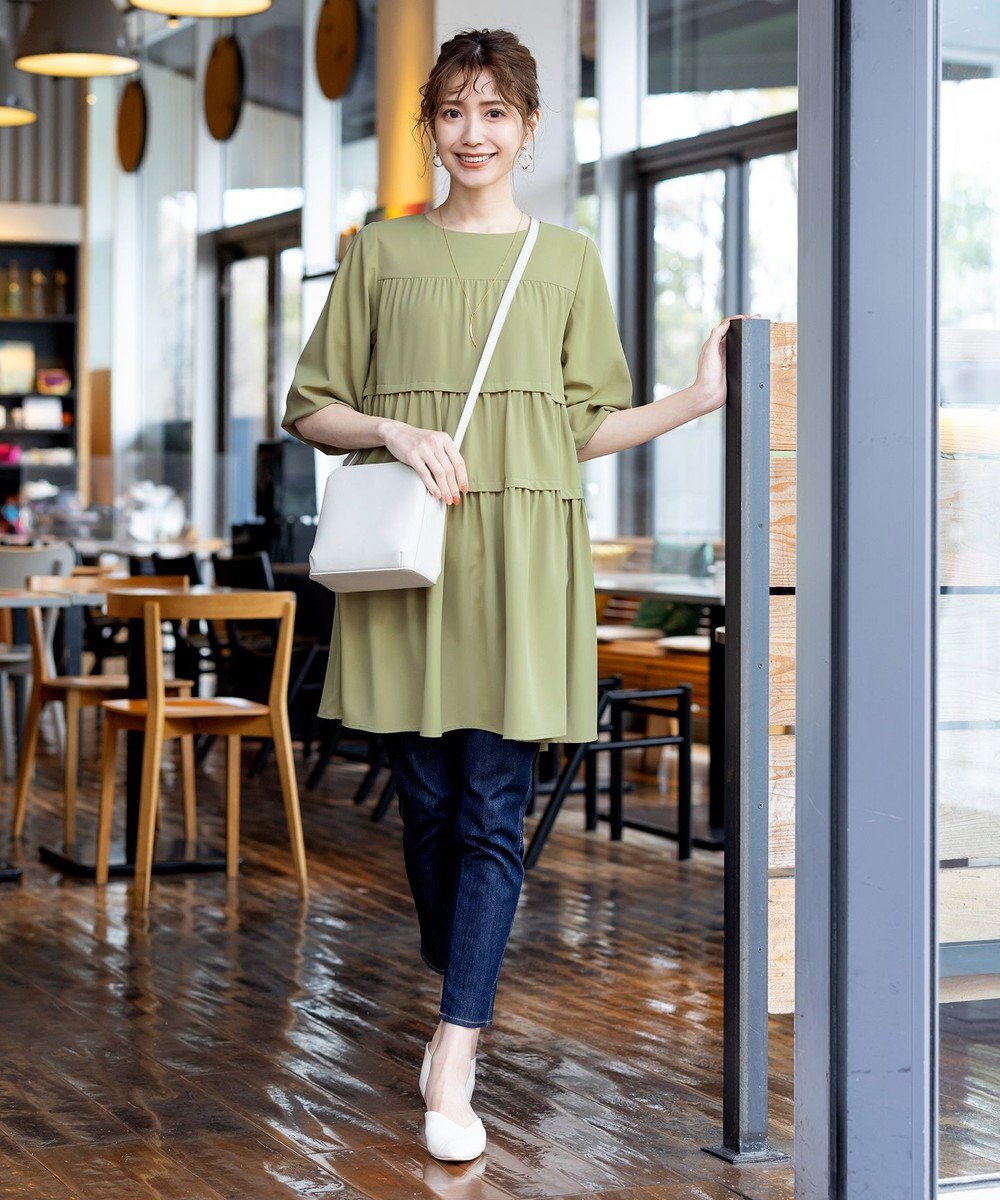 Tiaclasse L 【洗える】ティアードチュニックブラウス 