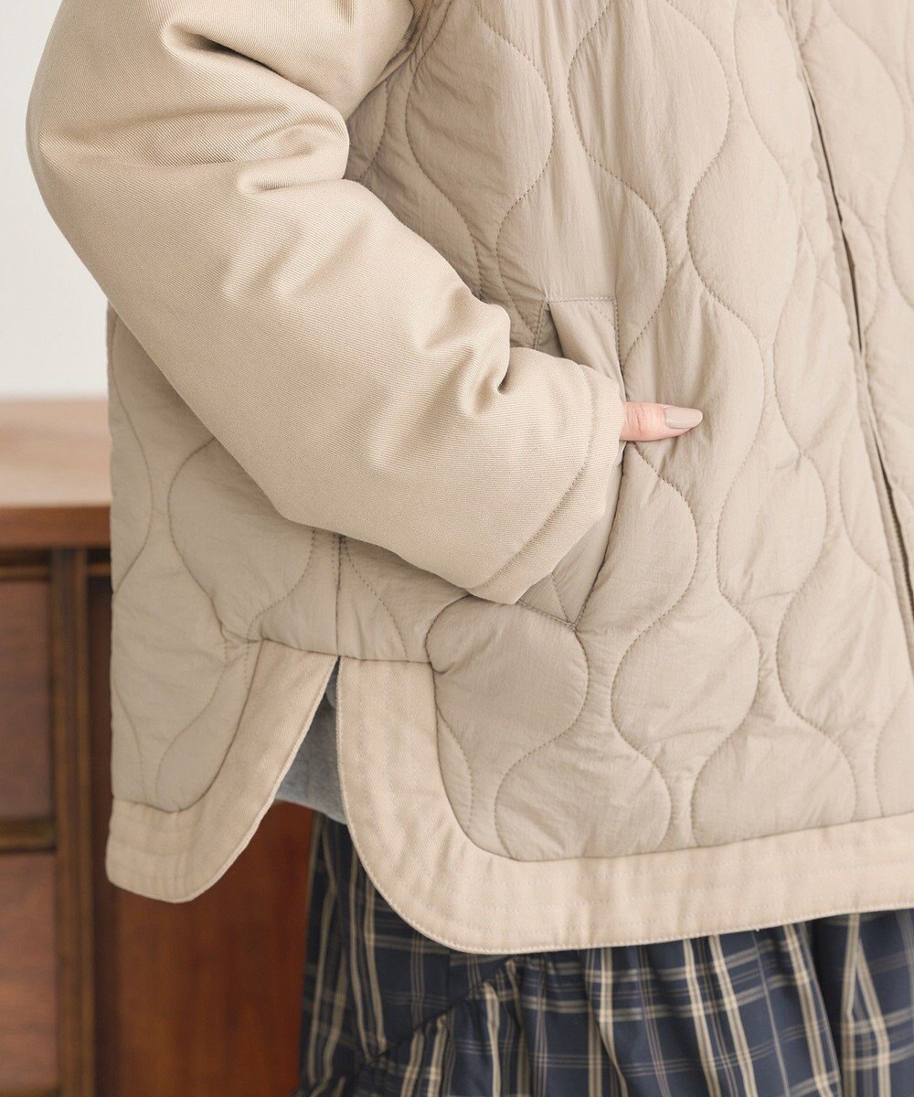 earth music&ecology ラグラン切替キルティングブルゾン 