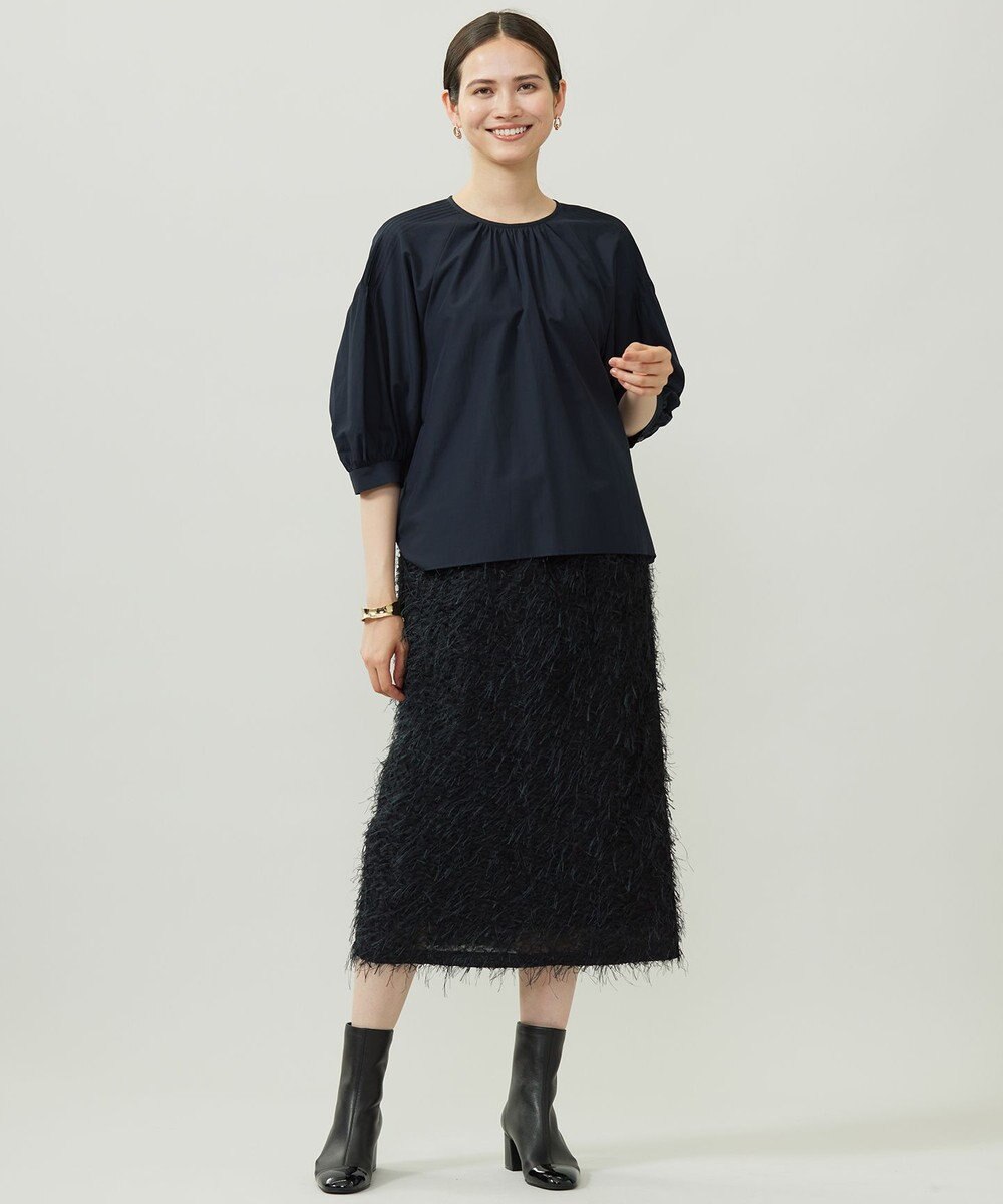 自由区 【カタログ掲載】シアーソフトシャンブレークロップド丈 ブラウス 