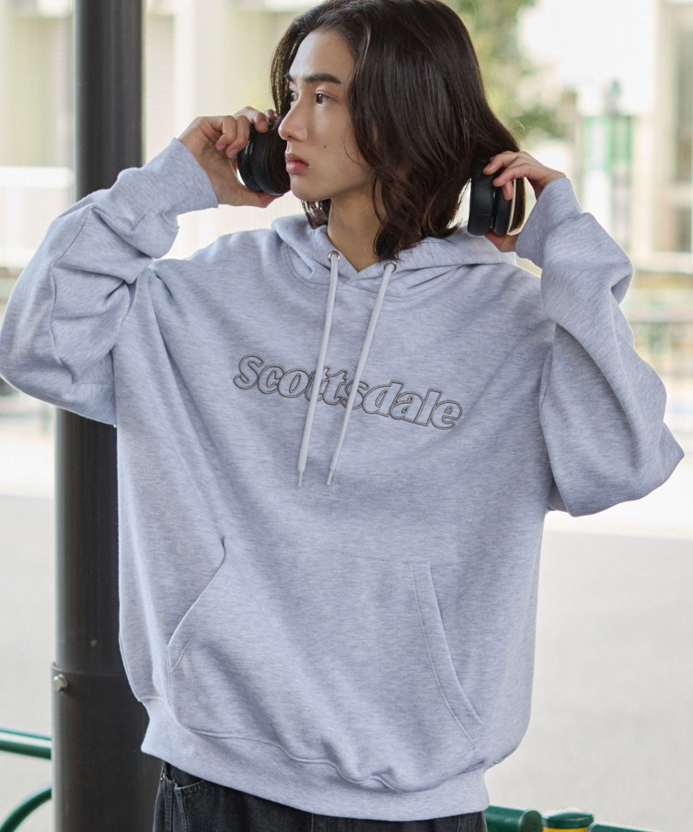 WEGO 【ユニセックス着用ITEM】エンボスステッチロゴプルパーカー 