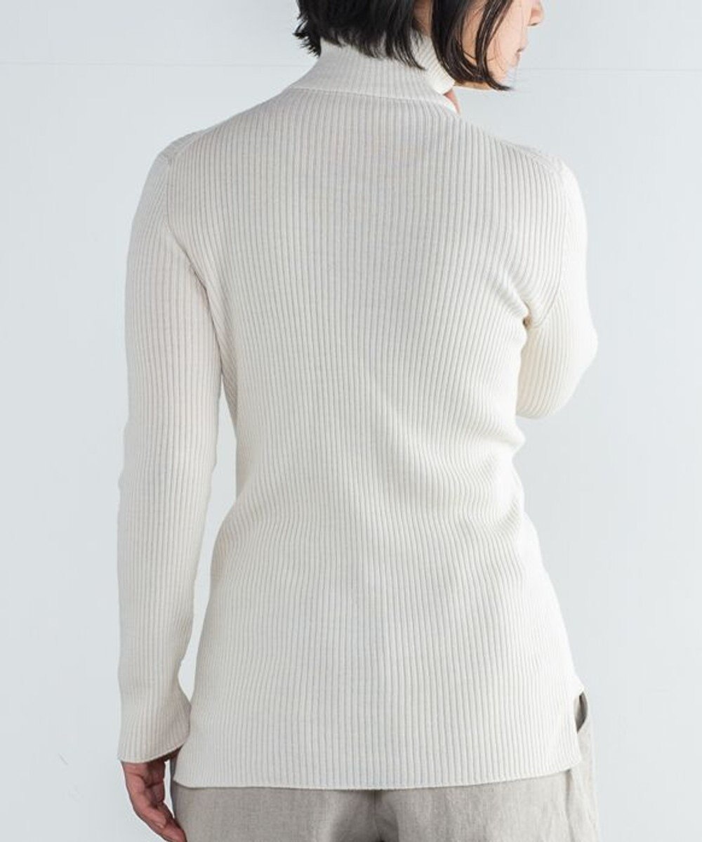 muuc 〈洗えるニット〉〈肌に優しいニット〉〈カシミヤ×シルク×ウール〉〈通年着られるニット〉リブ編みタートルネックニットプルオーバー 