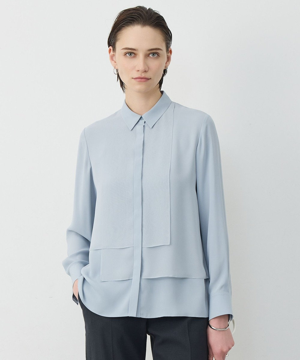 ICB L 【先行予約】 BackSatinAmunzen  異素材デザイン シャツブラウス 