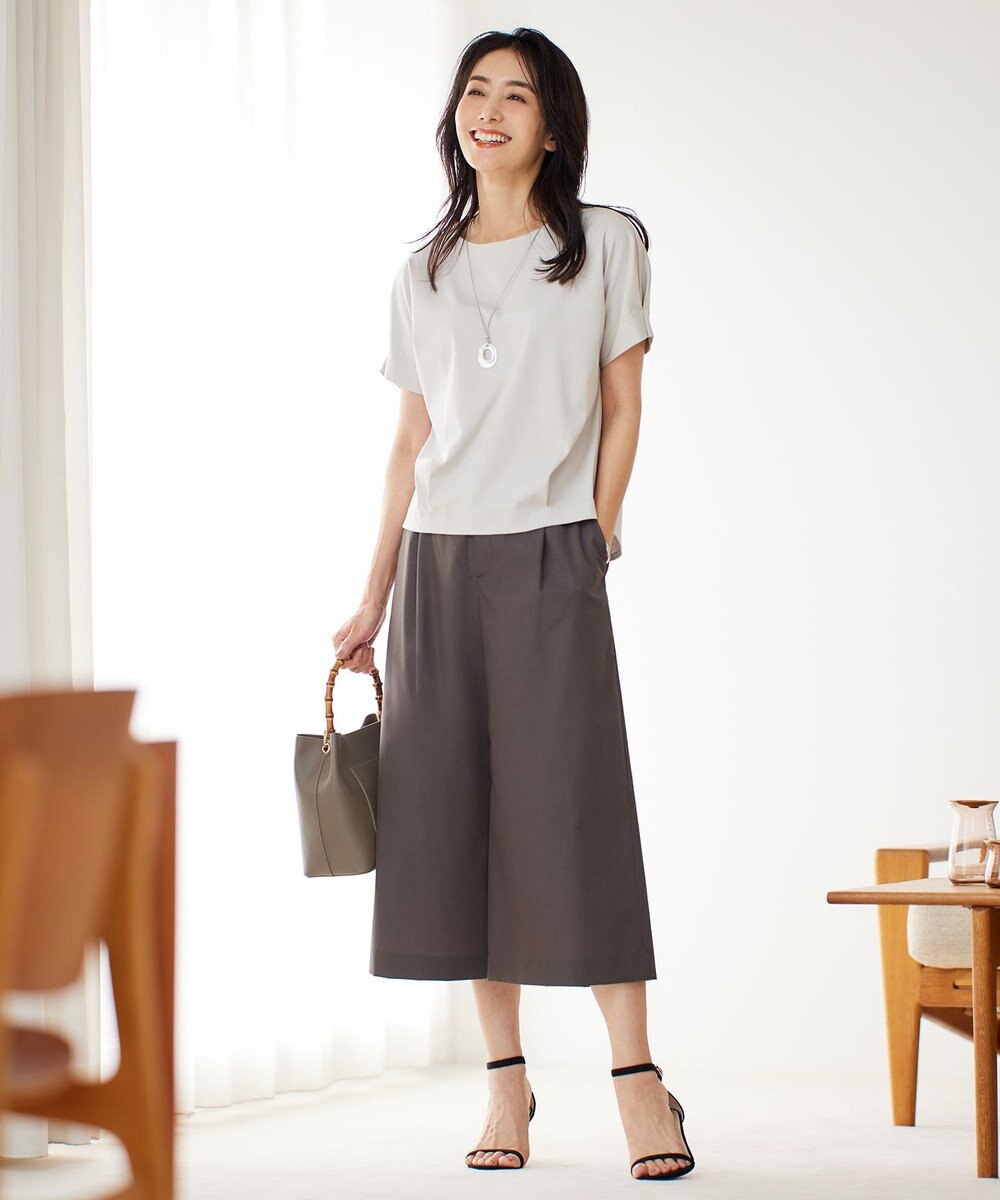 J.PRESS LADIES S 【洗える】ソフトシャンブレー ワイド パンツ 