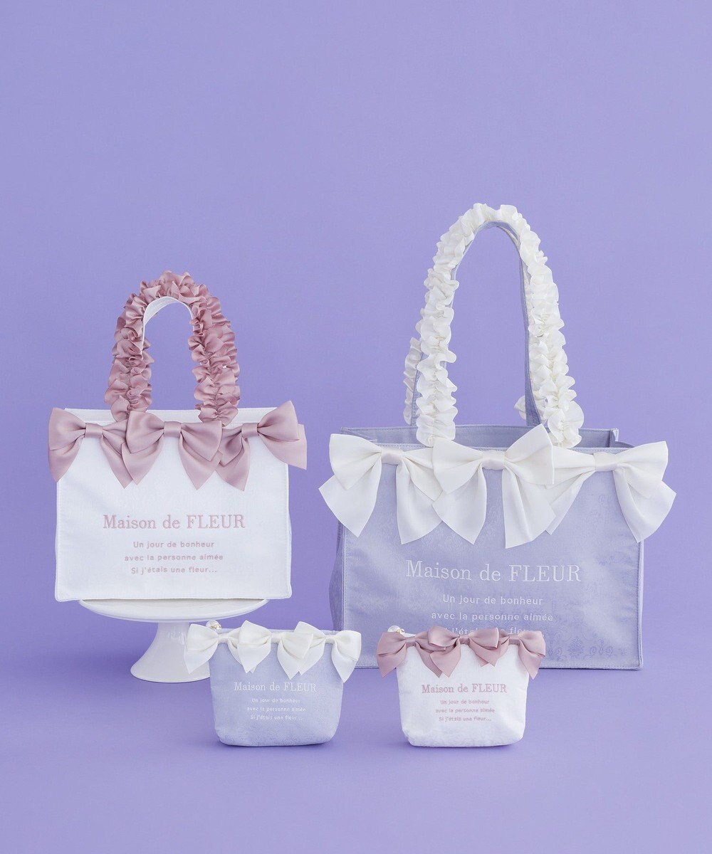 Maison de FLEUR ジャカードリボンフリルスクエアトートSバッグ 