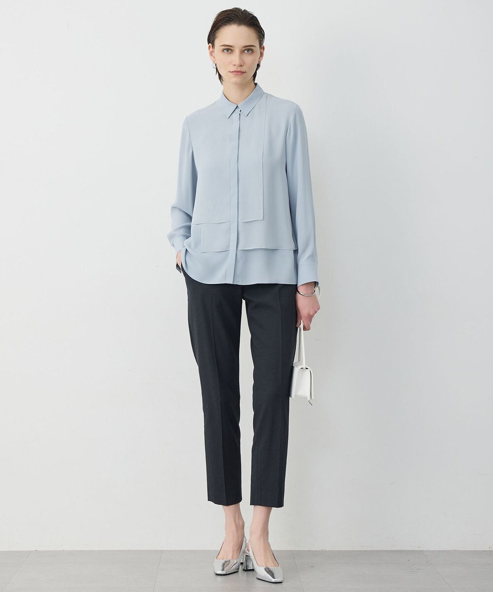 ICB 【先行予約】 BackSatinAmunzen  異素材デザイン シャツブラウス 