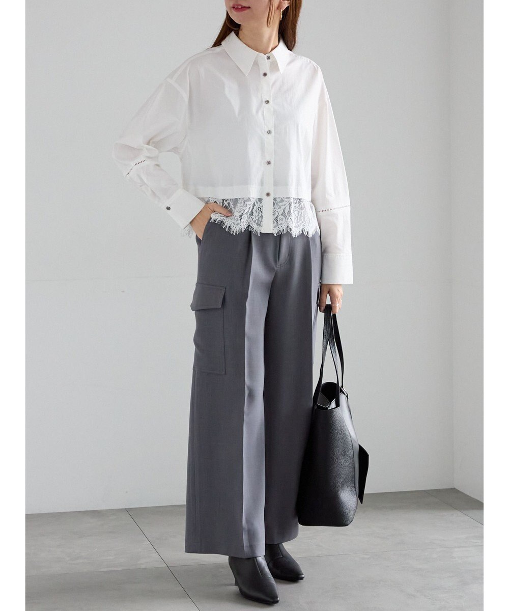 Te chichi スカラップレース切替シャツブラウス 