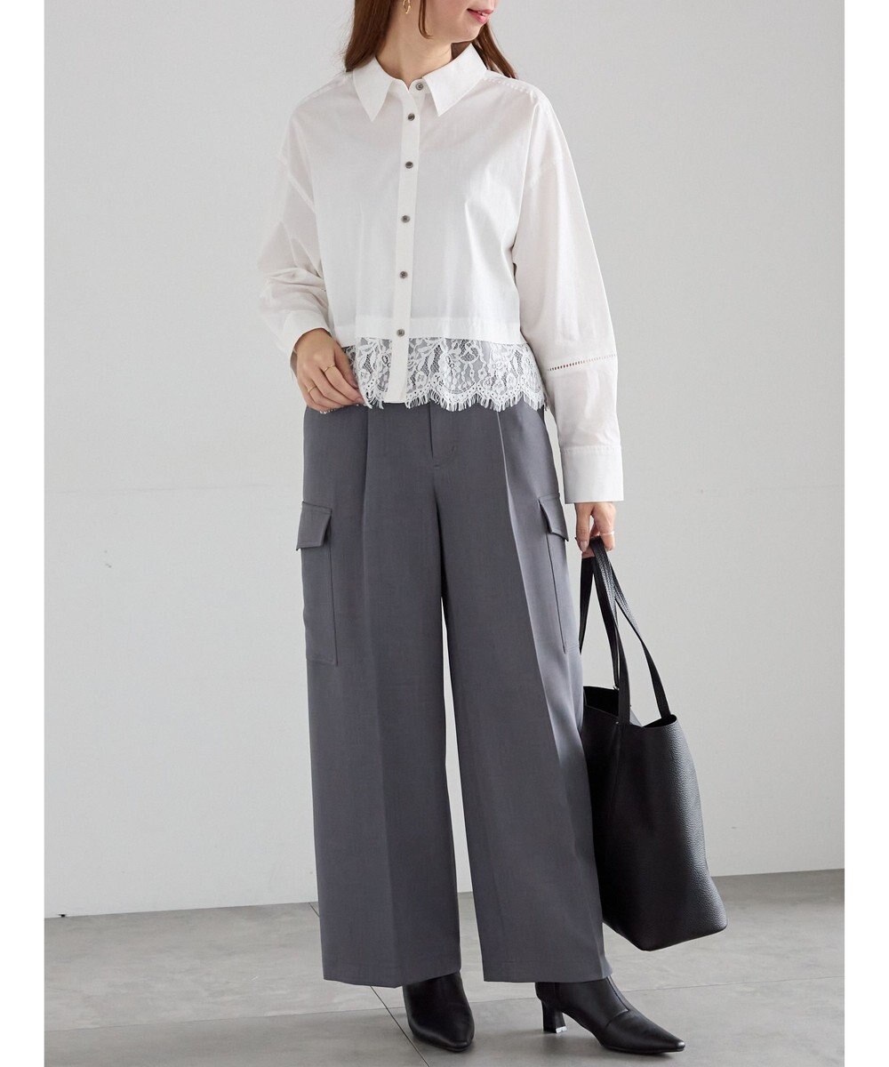 Te chichi スカラップレース切替シャツブラウス 