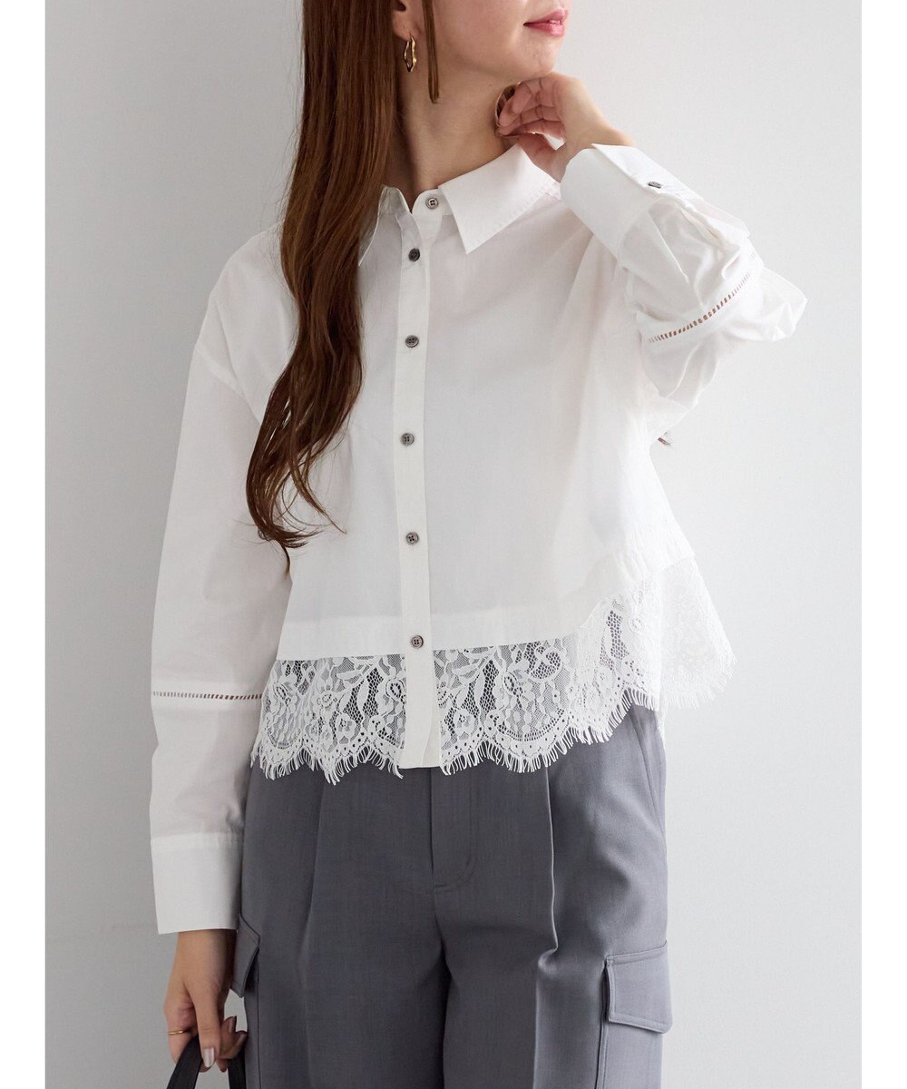 Te chichi スカラップレース切替シャツブラウス 