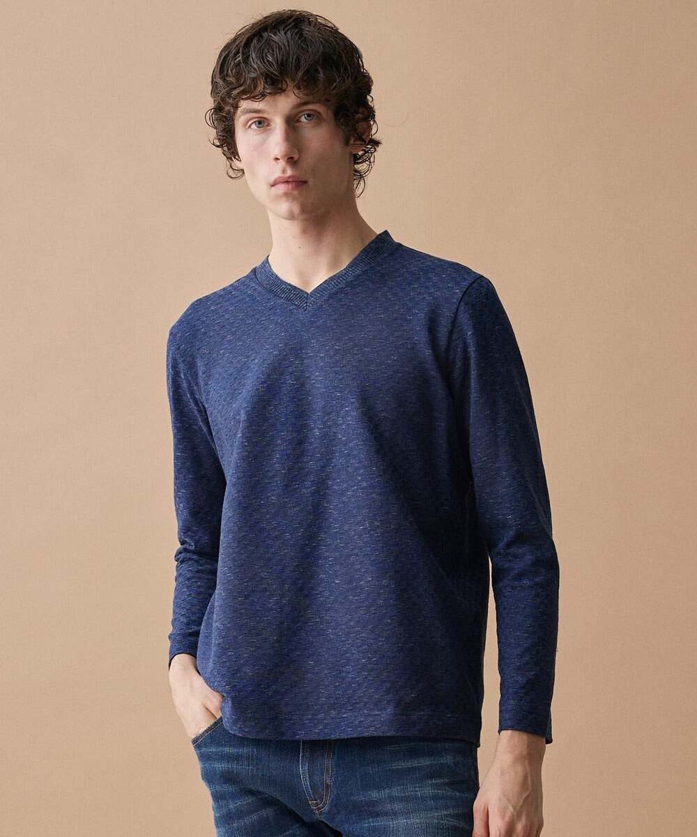 JOSEPH ABBOUD 【上質な肌触りと美しい光沢感 】ブロックリンクス 長袖Ｔシャツ　26SSモデル 