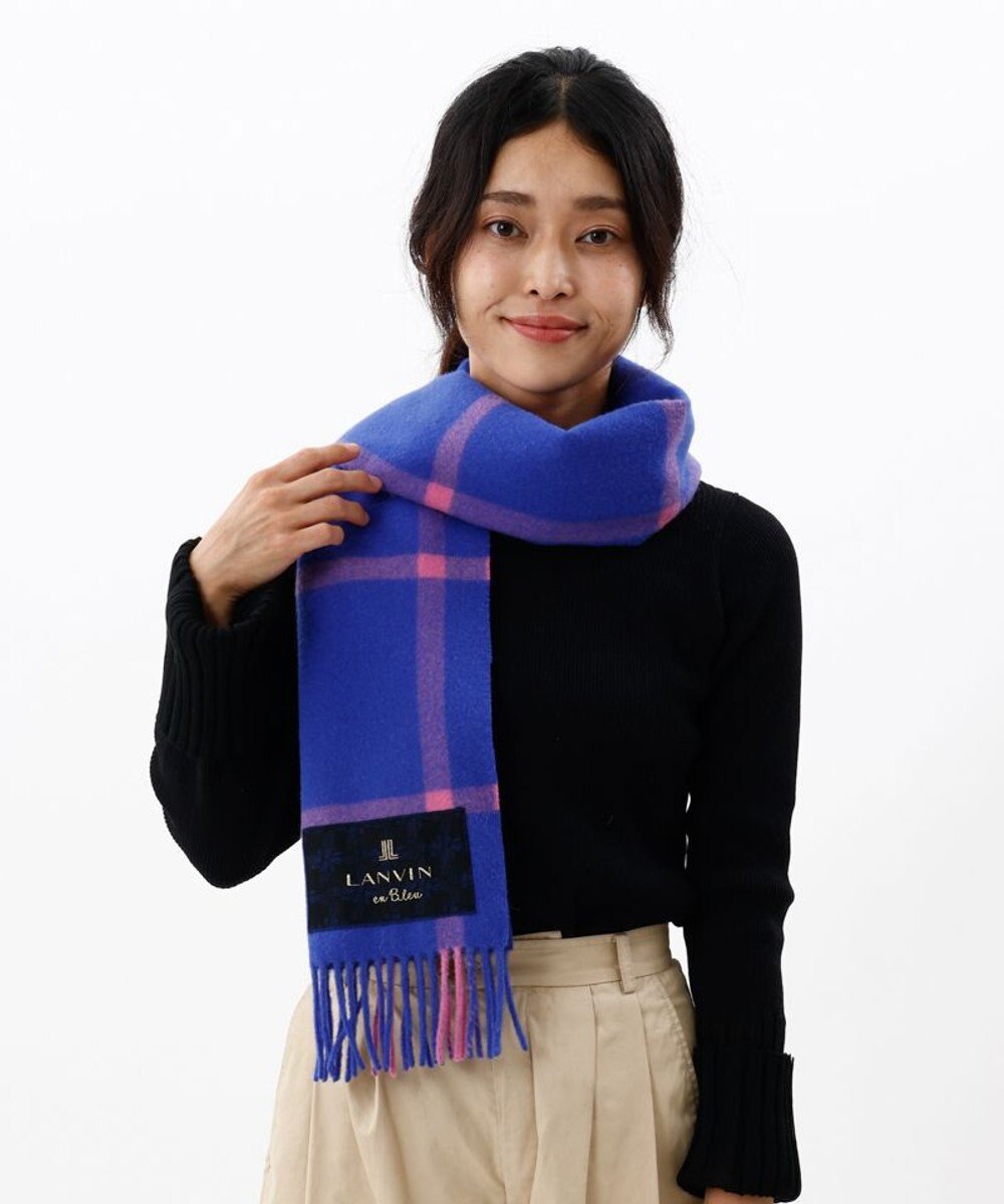 AURORA 【 LANVIN en Bleu （ランバン オン ブルー）】ウールチェックマフラー 