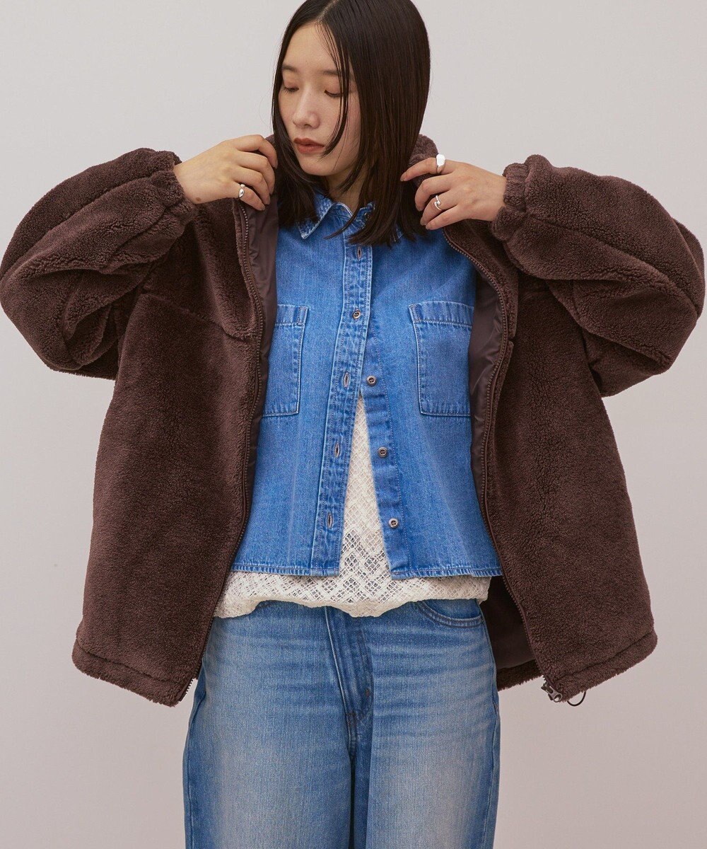 AMERICAN HOLIC スタンドカラーミニファーブルゾン 