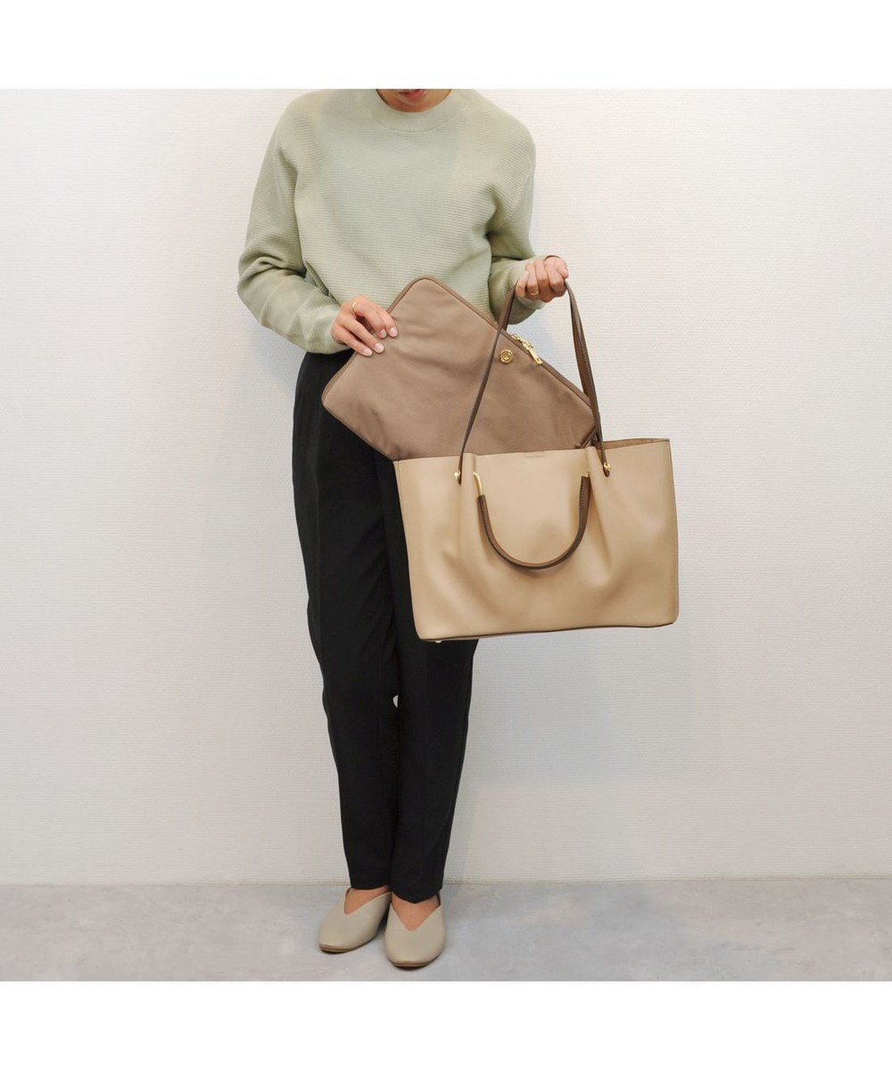 UNBILLION cachecache PCケース付きメタルハンドルA4トートバッグ 