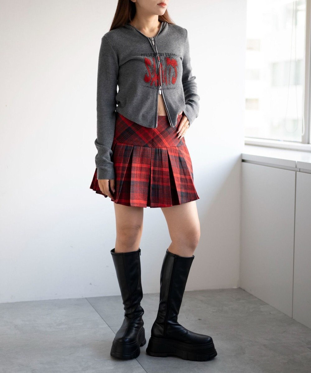 WEGO 【SCHOOL ITEM】チェック切替プリーツミニスカパン 