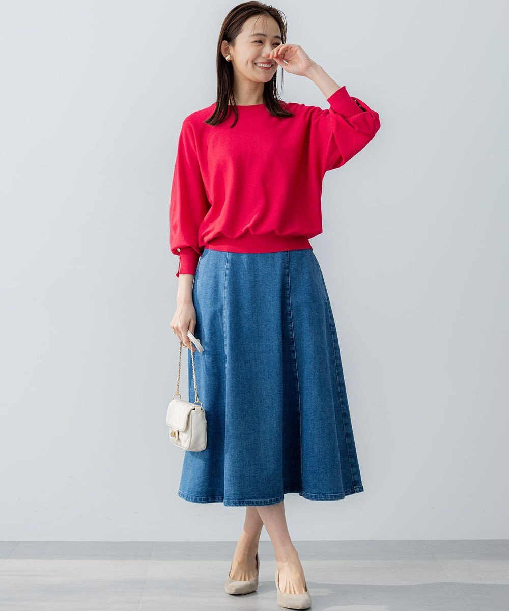 組曲 ライトデニム フレアスカート 