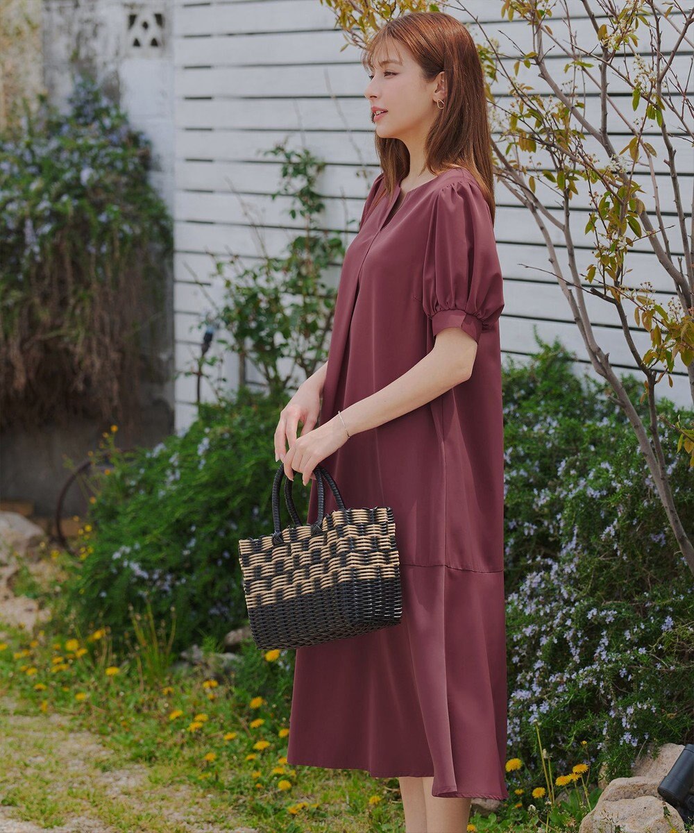 Tiaclasse 【洗える・XSサイズ】裾切替マーメイドフレアワンピース 