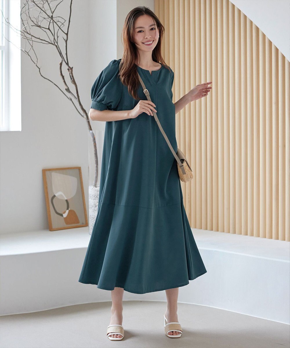 Tiaclasse 【洗える・XSサイズ】裾切替マーメイドフレアワンピース 