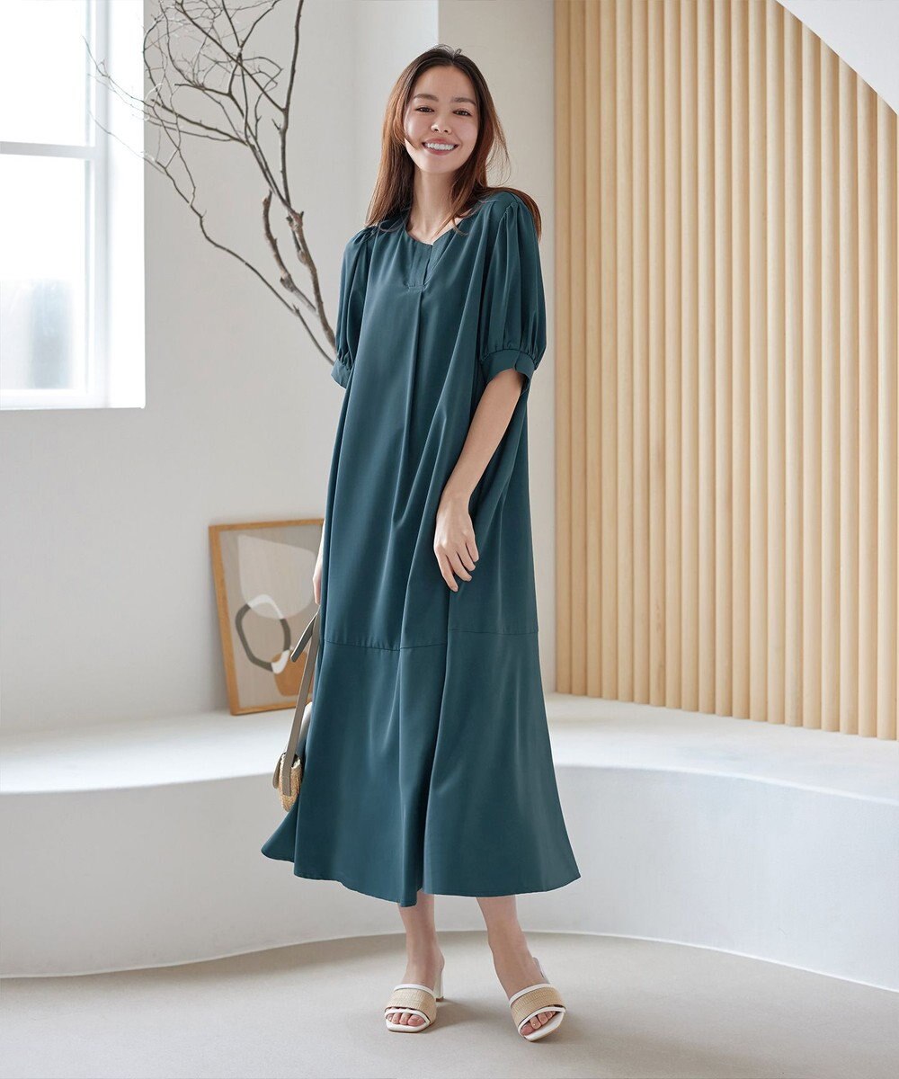 Tiaclasse 【洗える・XSサイズ】裾切替マーメイドフレアワンピース 