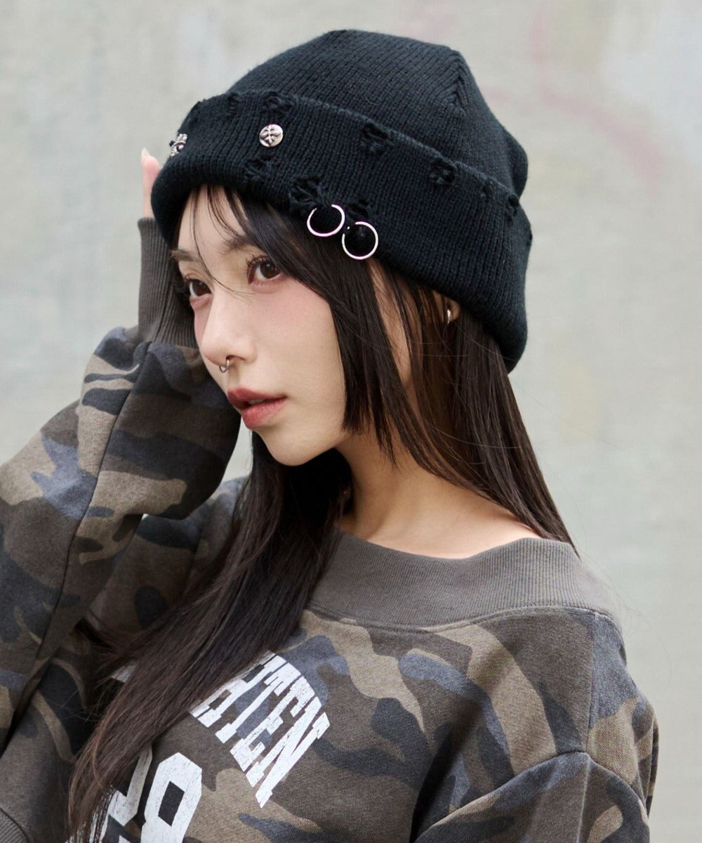 WEGO メタルチャームニットキャップ 