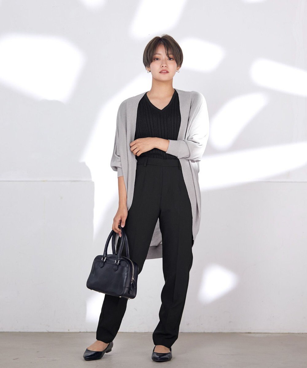 Tiaclasse L 【洗える】パフスリーブ透かし編みニットトップス 