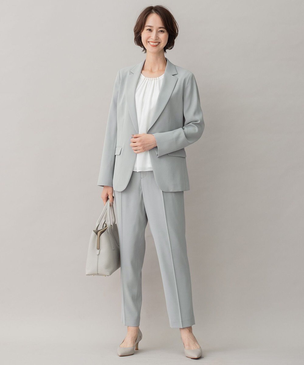 自由区 【XSサイズ～/洗える】ダブルフェイススーティング テーパードパンツ 