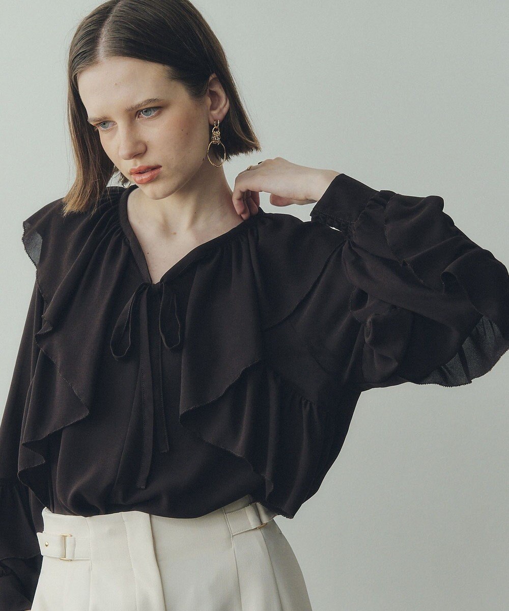 YECCA VECCA シアーラッフルブラウス 