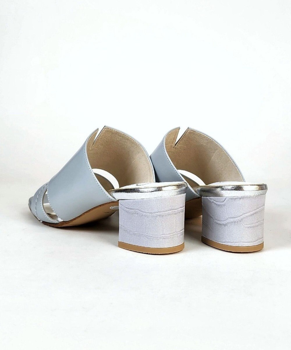 Dominic3 型押しヒール レザーVカットミュール 