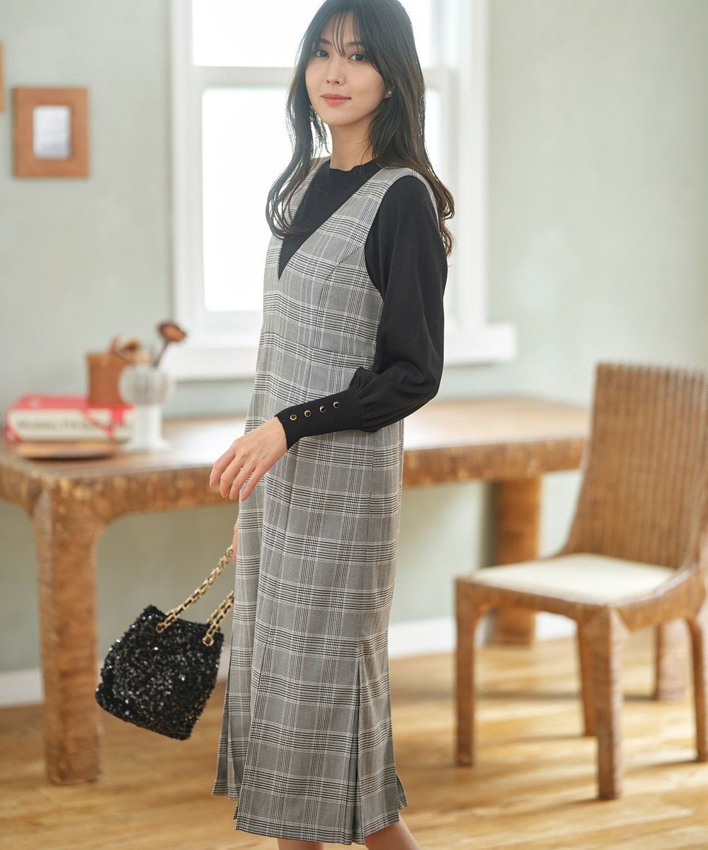 ANY SIS 【2SET】チェック ジャンパースカート× ニット 
