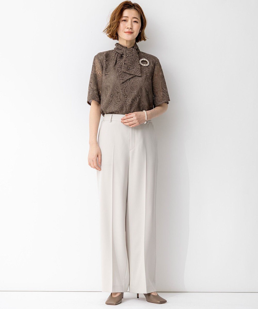 23区 【APPLAUDIR】Brocheリボンブーケレース ブラウス 