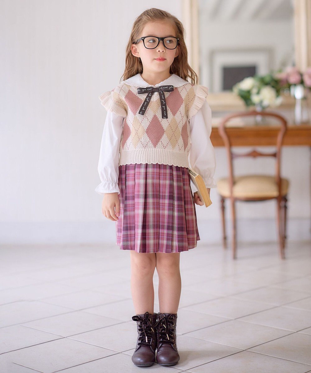 ANY KIDS チェック プリーツ スカパン 