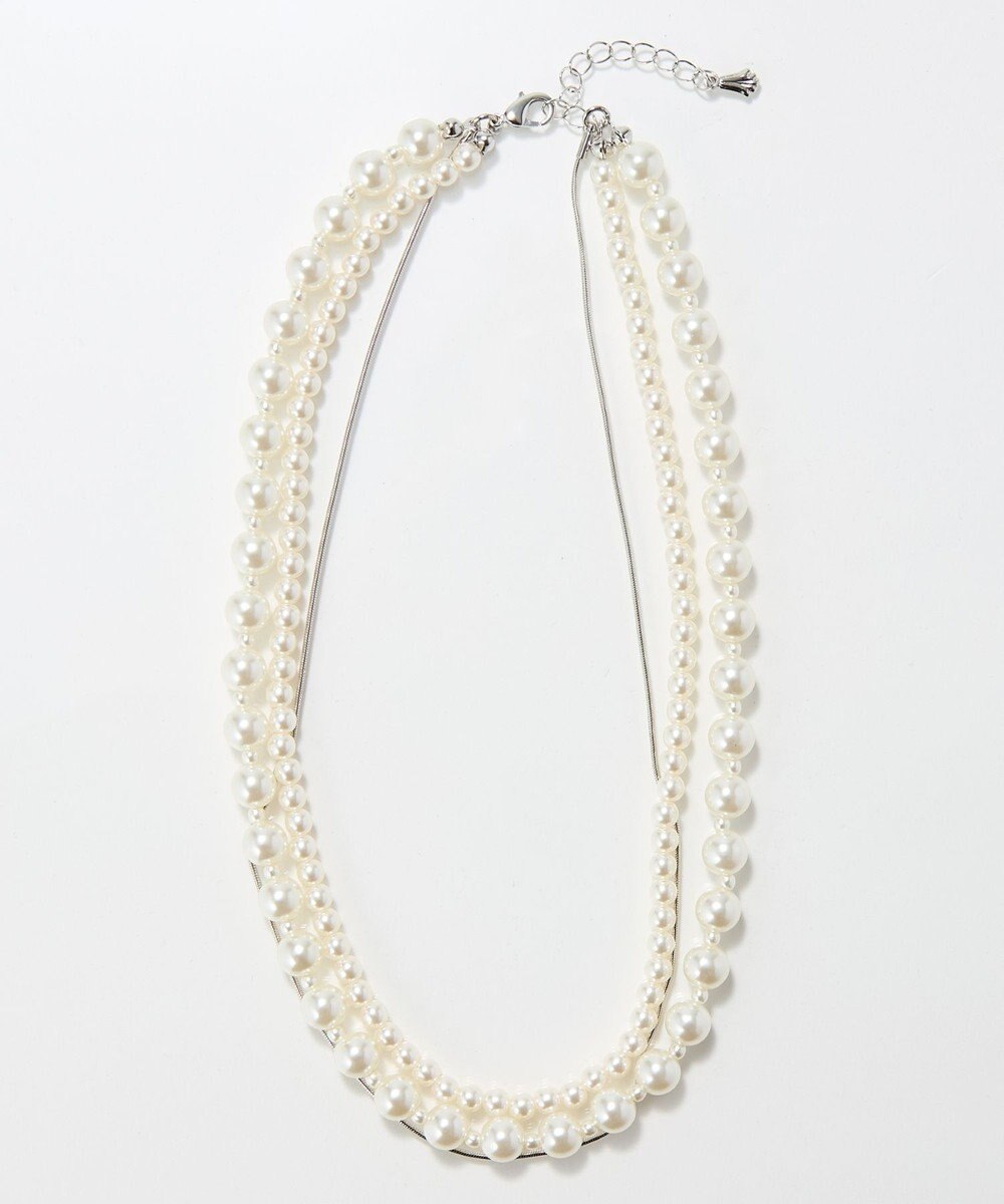 Phoebe 3連ハンサムパールチェーンネックレス 